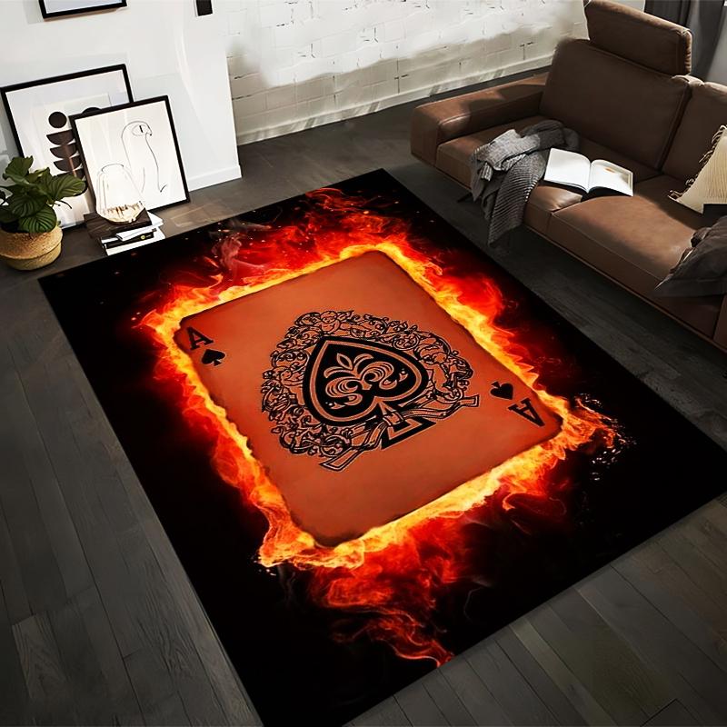 

Fiery Ace of Spades Carpet with Flame Design, Poker Game Decor Suitable for use as an anti-slip for living room bedroom sofas 40x60cm( 15x23in )