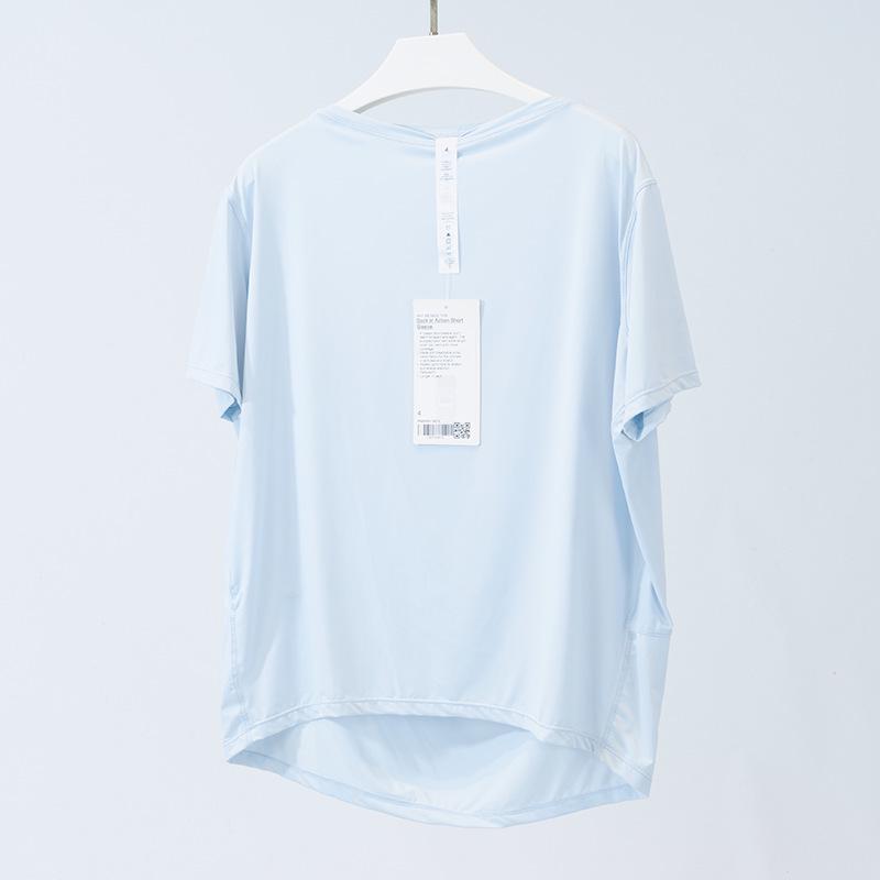 Damen Sommer Eisiges Nylon Yoga Top - Sonnenschutz, Atmungsaktiv, Hohe Elastizität, Lockere Passform, Bequemer Kurzarm für Fitness