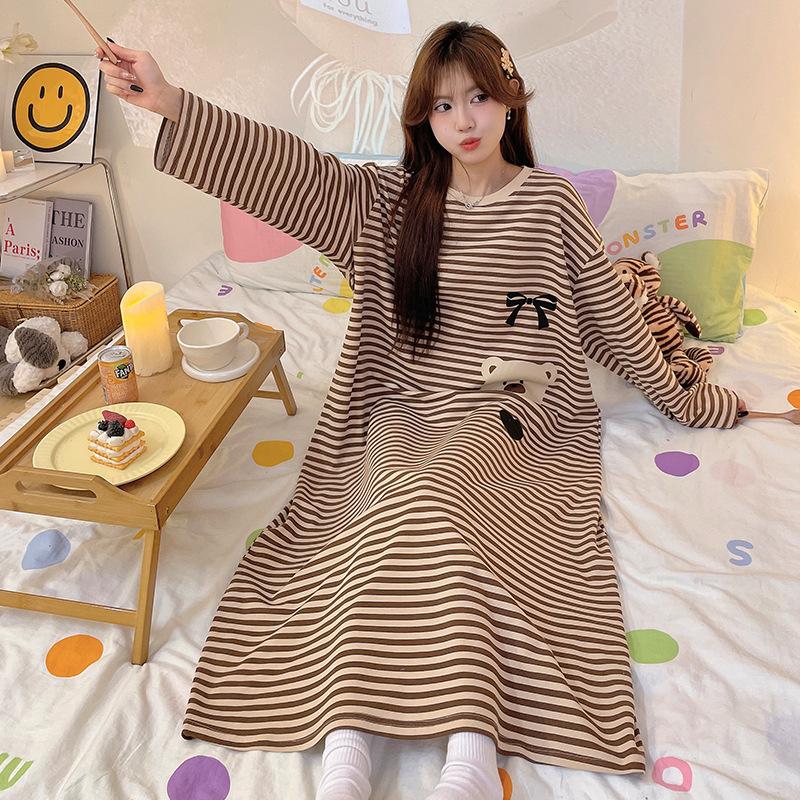 

Pajamas women s spring and autumn thin pajamas long sleeves large size fat mm long skirts summer pajamas loungewear 1 code=m-l-xl