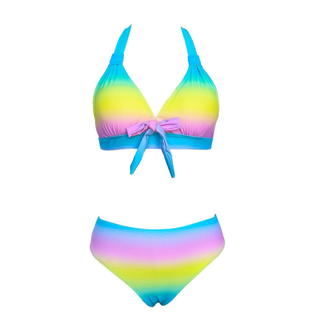 Ladies' Sexy Swimsuit With Suspender And Printed Two-piece Swimsuit Set