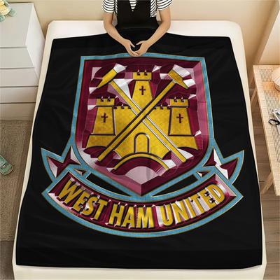 West Ham United Football Emblem,pattern Flannel Blanket, High Quality Comfortable for All Seasons, Home Decor, Warmth and Comfort, Perfect for Gifts.