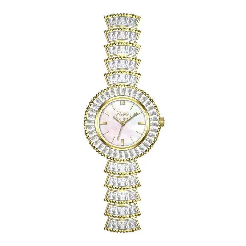 Bracelet Watch Women'S Full Diamond Fritillary Plate Light Luxury Fashion Trend Sense Waterproof Women'S Watch 9538