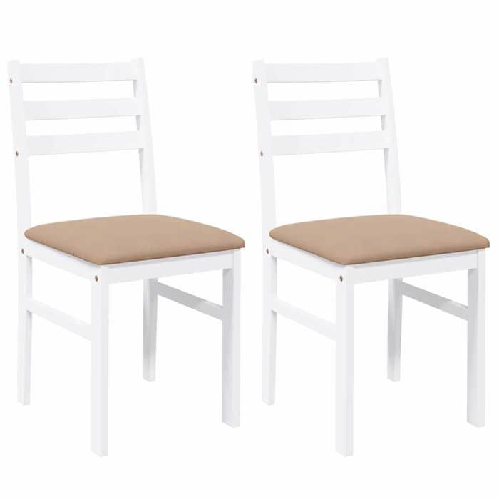 VidaXL Chaises à manger coussins 2 pcs blanc bois massif caoutchouc, chaise à dîner, chaise, chaise de salon, chaises à 4102424