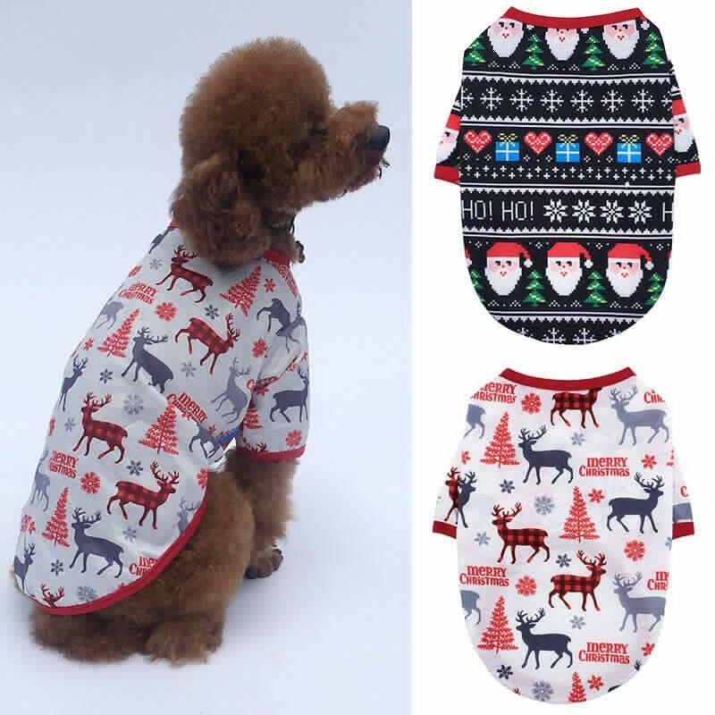 Cozy And Soft Christmas Pet Apparel T-shirt For Dogs And Cats With Delightful Holiday Design
