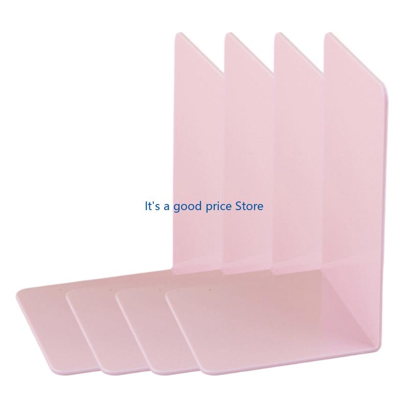 

4 шт. Акриловые книжные подставки, держатели для книг, подставка, книжные упоры L-образной формы, настольные органайзеры для книг, журналов розовый