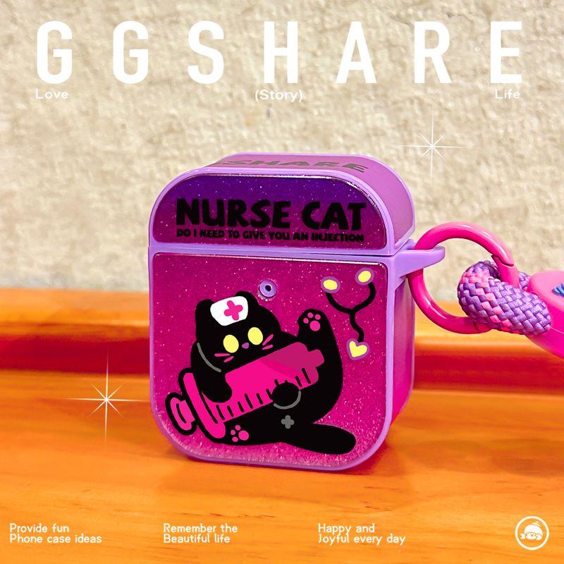 

Cover for Airpodspro Two Three Four Generation Headset Shell Shatter-resistant Bluetooth Earphone Sleeves Airpods4/3/2 Niche Fashion Pink High Sense airpods 1/2 generation Nurse Cat Earphone Case