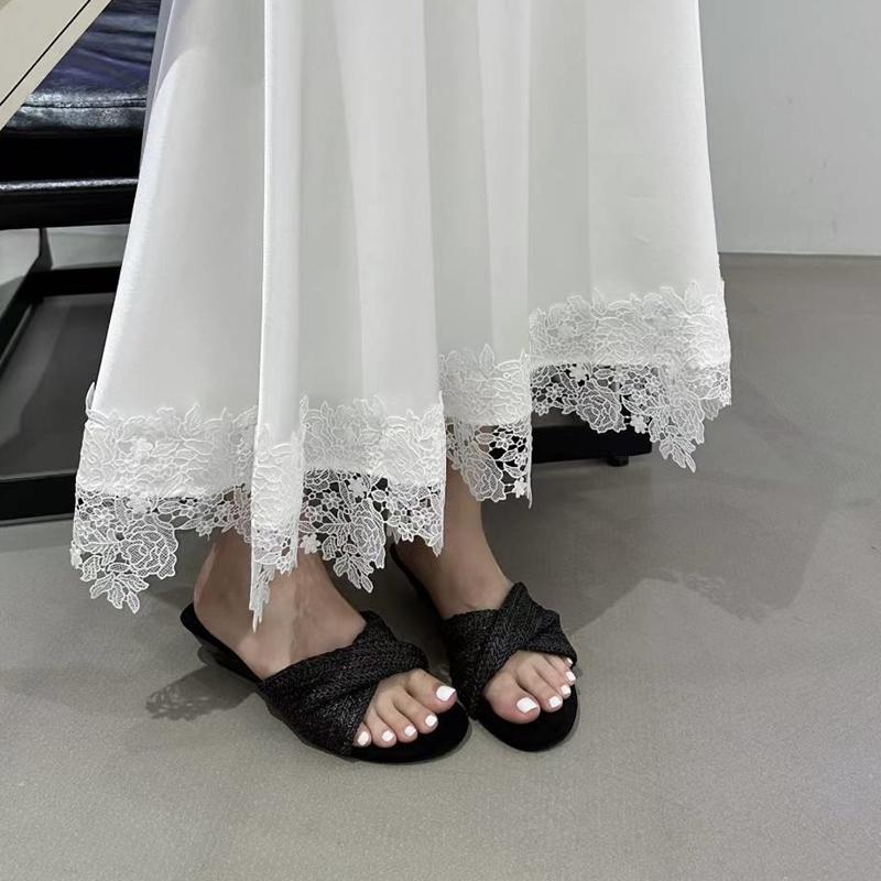 Fashion SUOJIALUN 2025 Summer New Brand Women Slipper Fashion Weave Open Toe Slip On Slides Low Wedge Heel Outdoor Dress Casual Sandal
