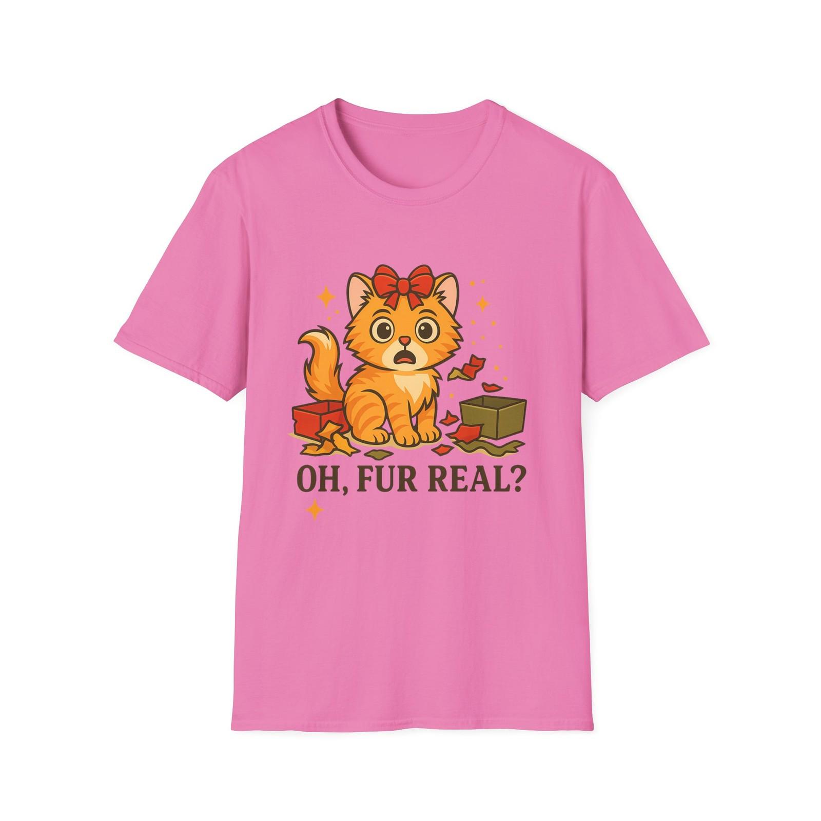 Unisex Softstyle T-Shirt Mens Womens Tees Top Oh Fur Real Cat Funny Holiday Gift Chaos Christmas Tee M