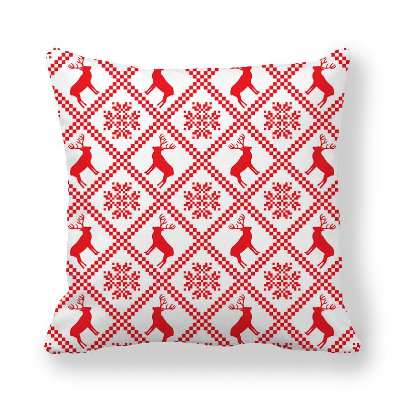 Creative And Unique Christmas Deer Digital Printing Short Plush Pillow Covers For Car Sofa Office Cushion Cover Home Goods