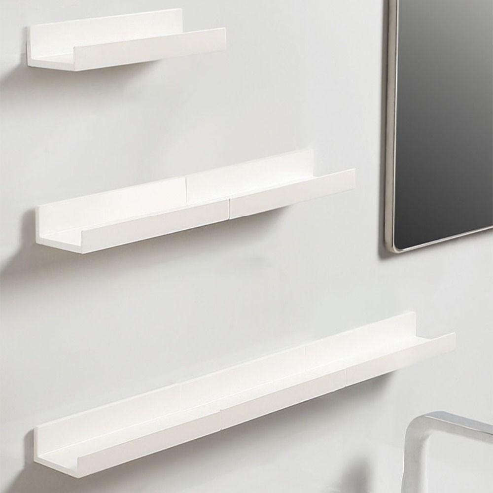 

White Storage Rack Wall Mount Shampoo Holder Stable Bathroom Shelf Toilet