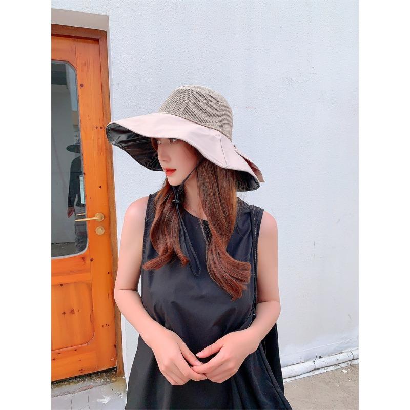 Meier Vinyl bow sun hat - women s hollow-out straw hat - wide brim face protection sun visor - sun hat/fisherman s hat 55-58cm [with windproof rope] хаки