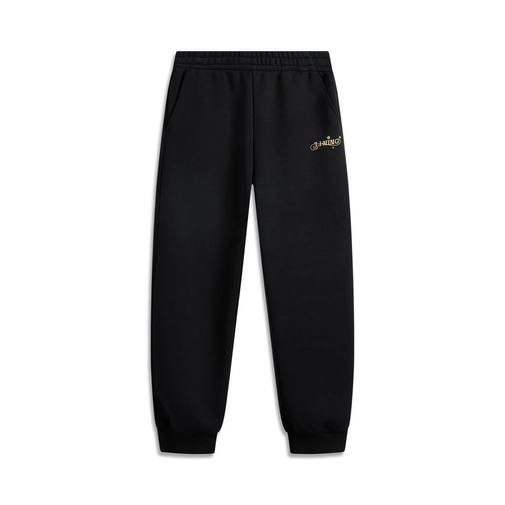 Li Ning Simple Cny Zodiac Year Long Pants With Embroidery Women Bottoms Black AKLV106-1
