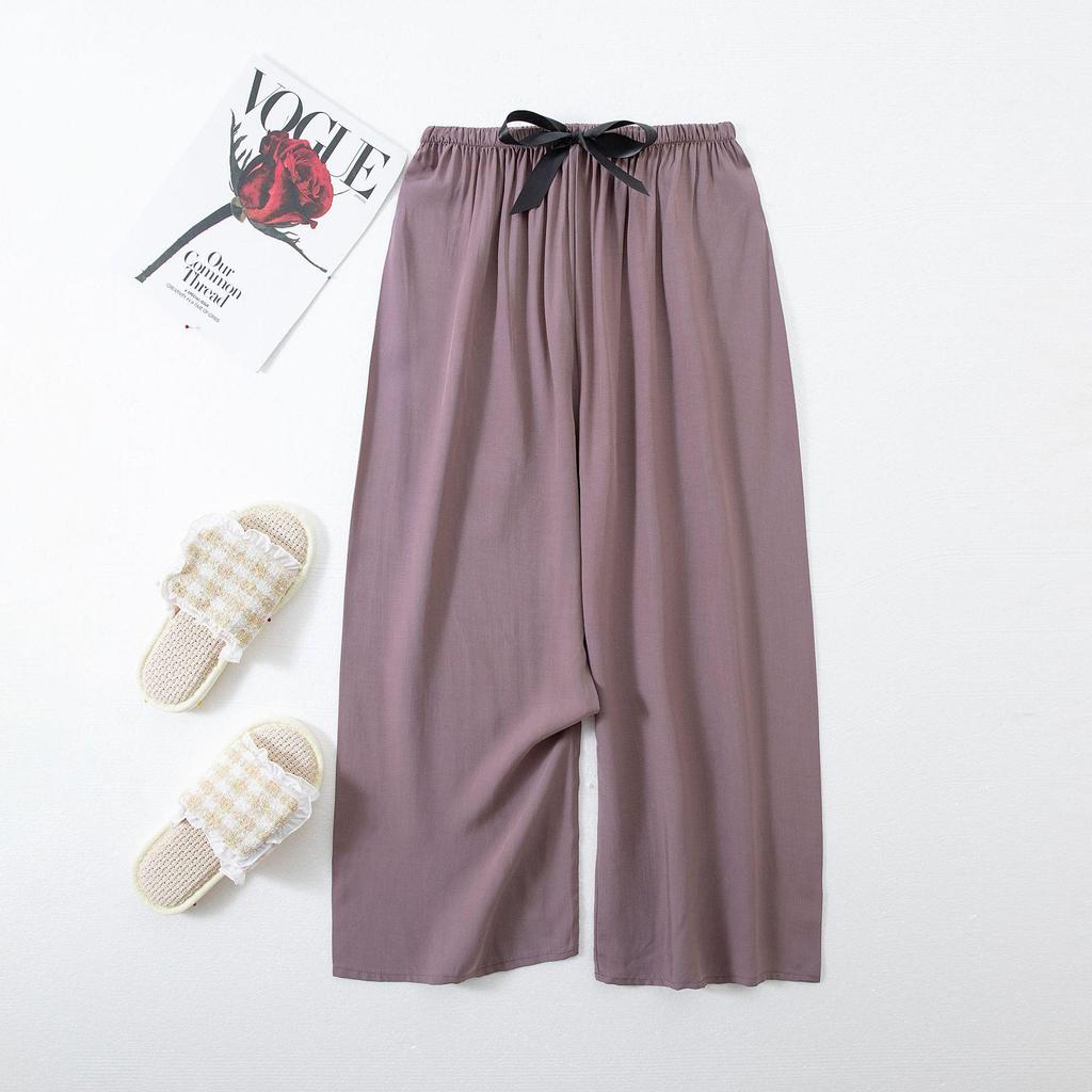 Women's Cotton-Silk Cartoon Pajama Pants, Summer Thin, Black & White Wide-Leg, Plus Size, Outdoor Beach Wear.