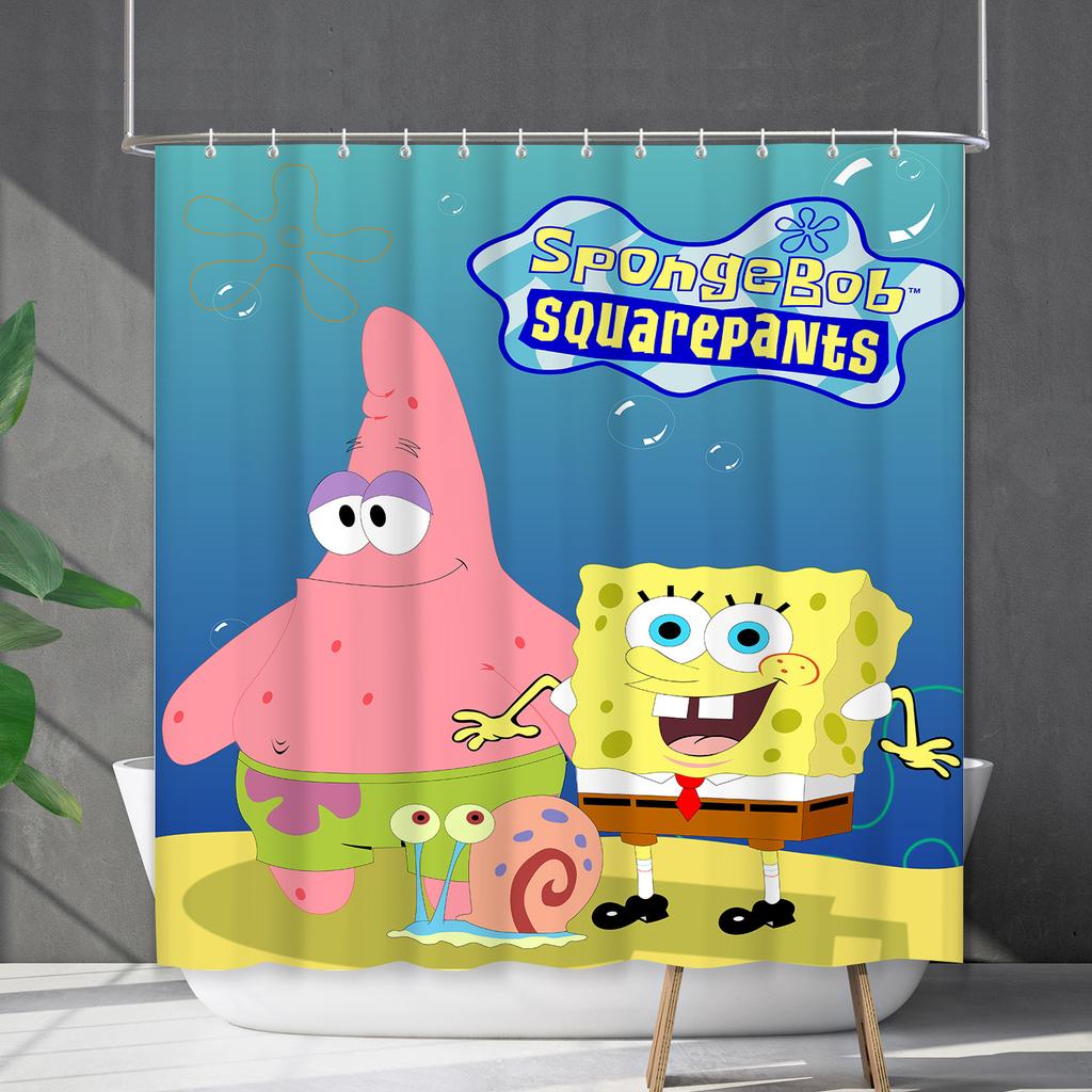 Badezimmervorhang Wasserdichter Duschvorhang Digitaldruck Animation Freies Stanzen Toilettentrennvorhang Duschstoff