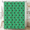 Green Black Diamond Pattern Shower Curtain Decorative for Bathroom Waterproof Polyester Fabric with Metal Eyelet Rings (Set)