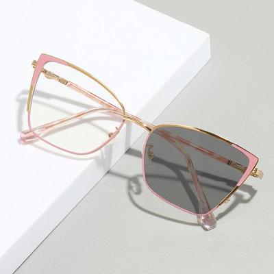 Women's Trendy Cat-Eye Metal Glasses: Color-Changing, Anti-Blue Light, European & American Style