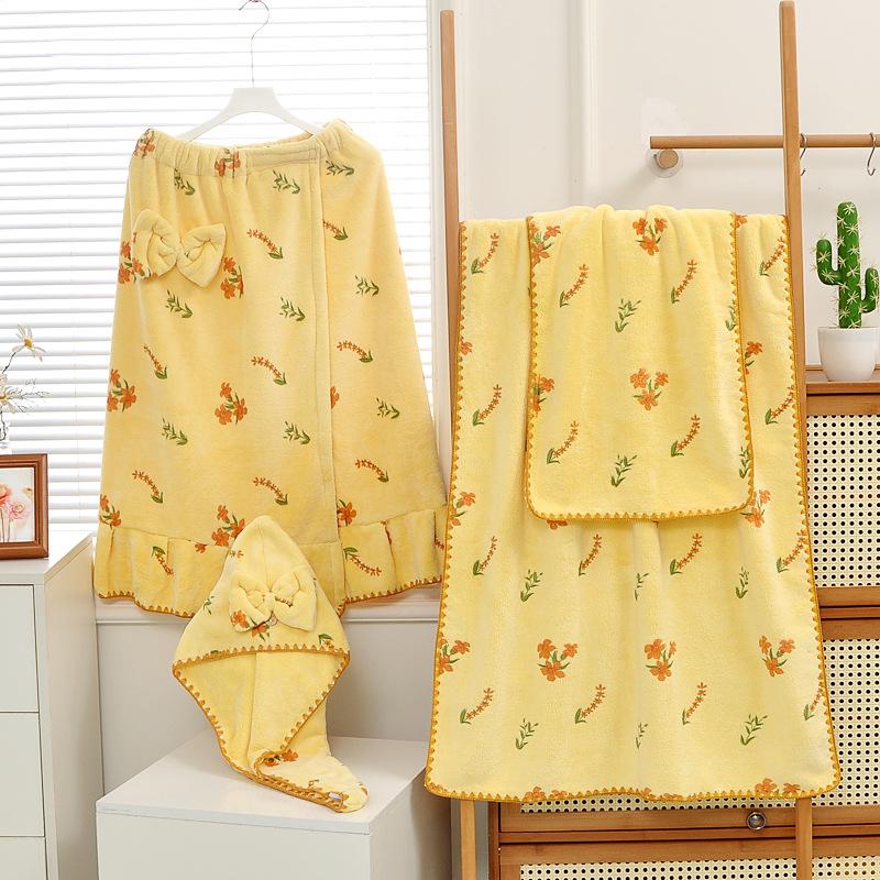 New Lavender Warp Knitted Coral Fleece Towel Bath Towel Set, Large Bath Towel Wrap Towel Household Face Towel