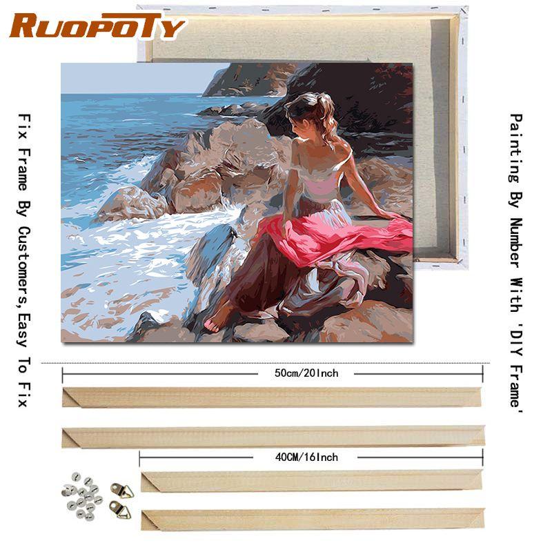 RUOPOTY DIY Frame DIY Painting By Numbers Figure Acrylic Picture By Numbers Handpainted Oil Painting Arts 40x50cm