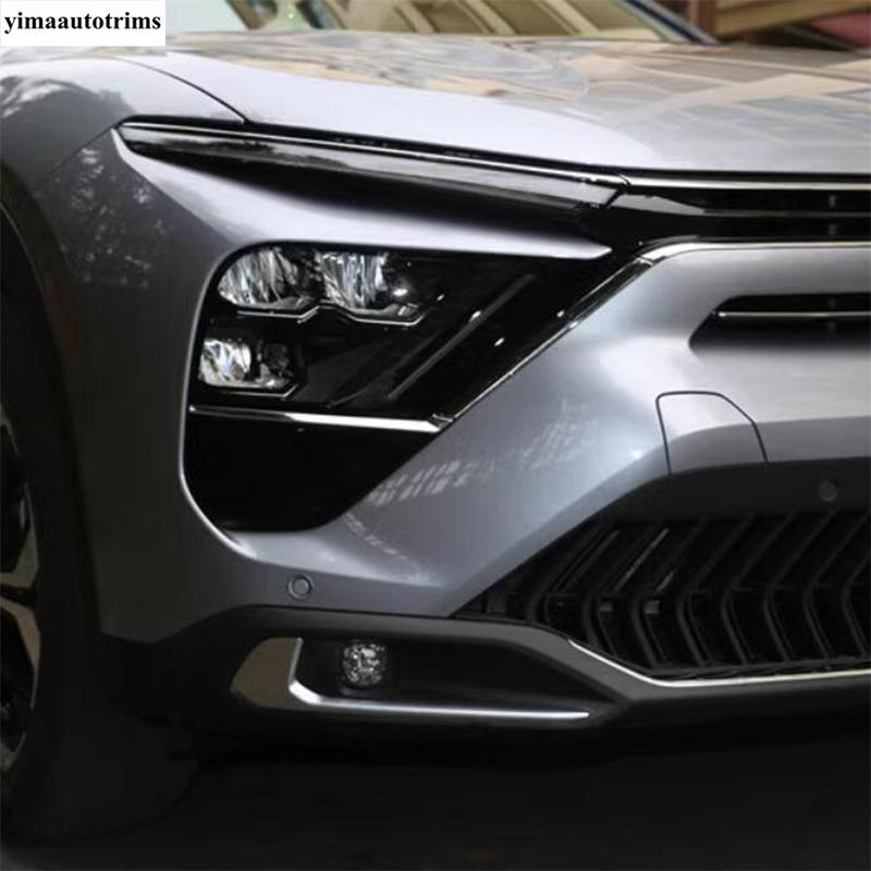 For Citroen C5X - 2025 Car Front Head Lights Lamps Eyelid Eyebrow Strip Decoration Cover Trim Stainless Steel Accessories