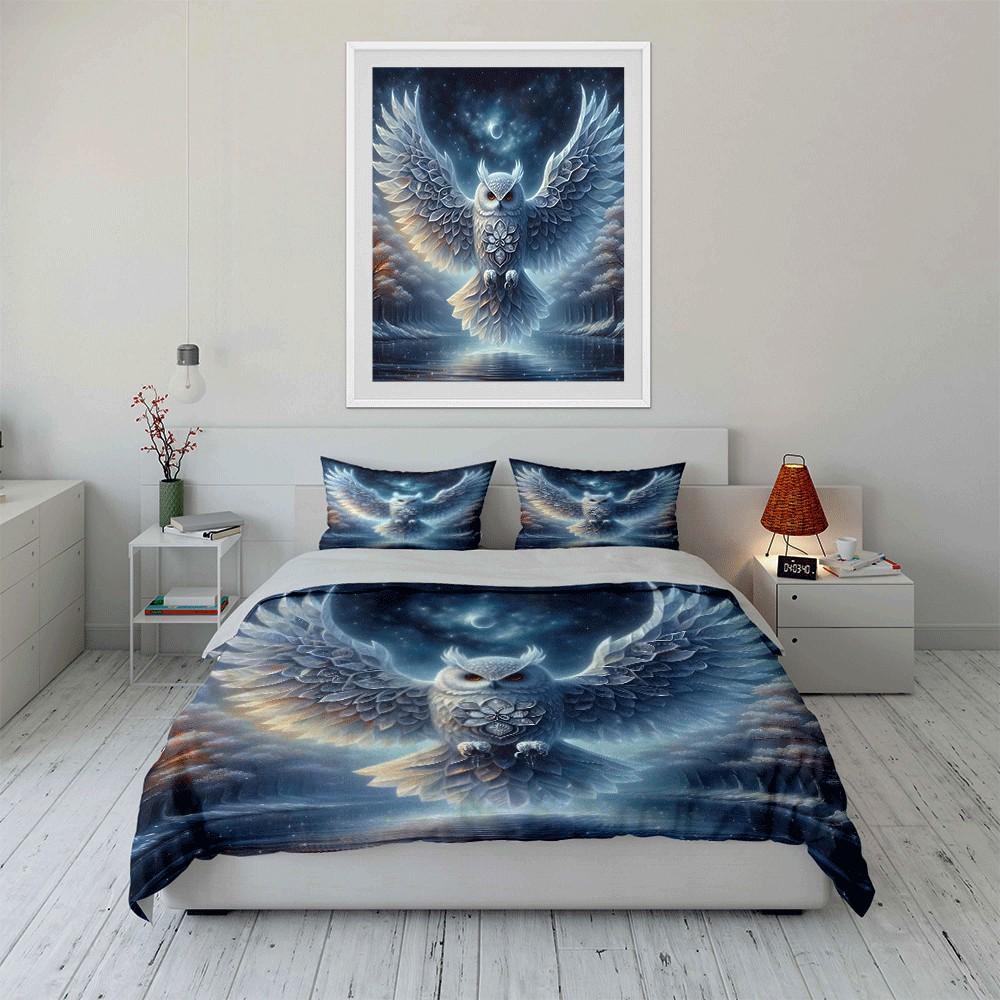 Elegant Owl Night Forest Set Exquisite Three-Piece Bedding Set Gift For Kids And Adults