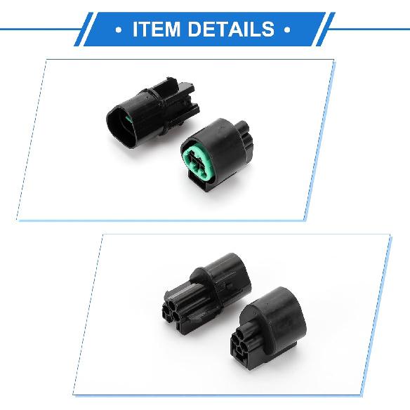 Kit de Conector de Plugue para Sensor de Carro de 3 Pinos Compatível para Hyundai para Kia, Série Plástica Impermeável de 2,2 mm Conector de Terminal de Fio Macho Fêmea Preto