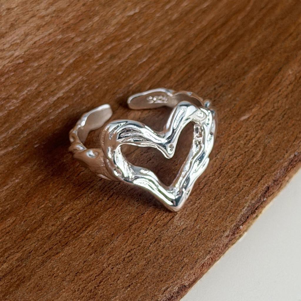 Xiaomi BF CLUB 925 Sterling Silver Ring For Women Jewelry Retro Hollow Heart Open Vintage Handmade Ring Allergy For Party Birthday Gift