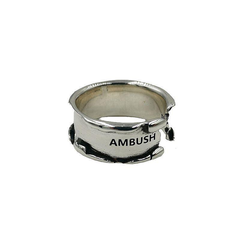 AMBUSH Industrial Ring Men s and Women s Premium All-Copper Couple Opening Adjustable Letter Brass Silver Digital Brown Black серебряный