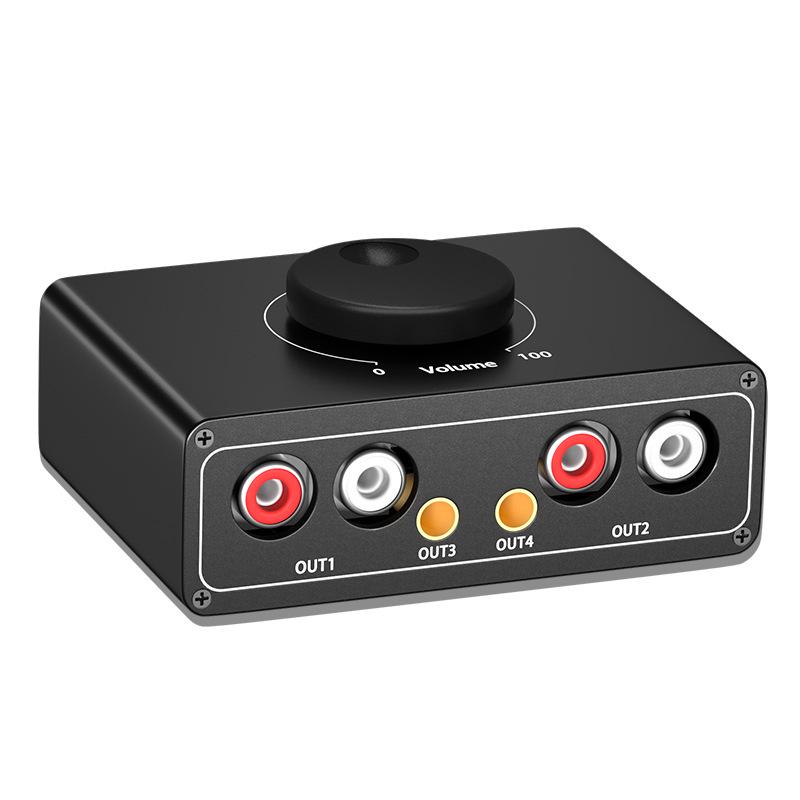 

3.5mm RCA Audio Amplifier & AV Switcher for Headphones, Phones, Computers, Speakers чорний