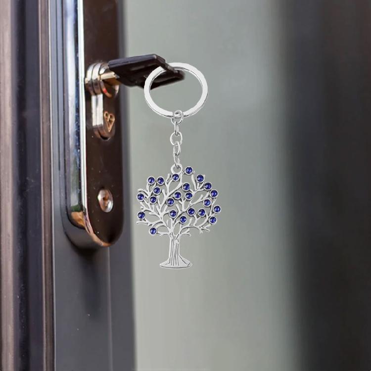 Beautiful Handmade Key Holder Accessory With Symbolic Tree Charm And Eye Catching Rhinestones Highlight