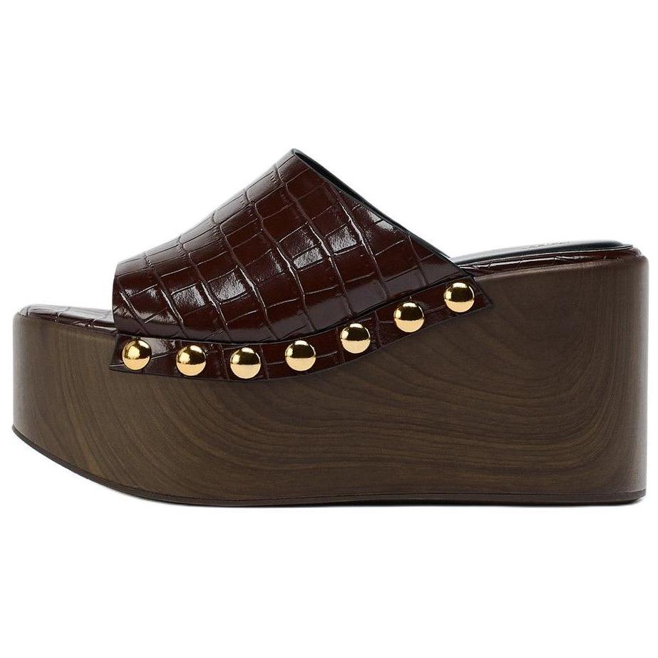 

Zara Легкие винтажные сандалии-слайдеры на танкетке с анималистичным принтом и заклепками, женские сандалии, коричневые 13305510700-38 37