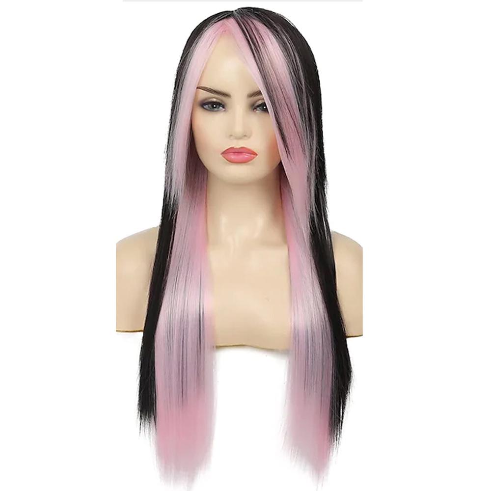 HAIRJOY Synthetische Haar Pruiken voor Vrouwen Lange Rechte Pruiken Zwart Rood Grappige Pruiken voor Dagelijks Kostuum Feest Cosplay Pruik