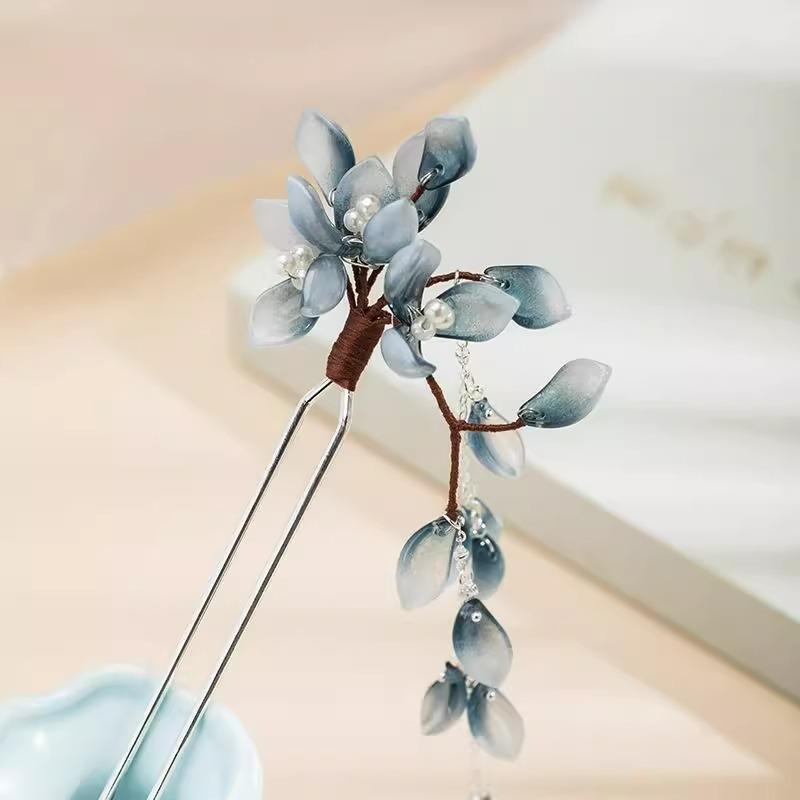 U Shape Peony Hairpin For Women Vintage Chinese Style Flower Hair Stick Handmade Metal Jewelry Hair Accessory Hanfu Hair Comb