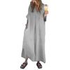 Women's Loose Maxi Dress V-Neck Short Sleeve Long Dress Summer Casual A-Line Beach Sundress