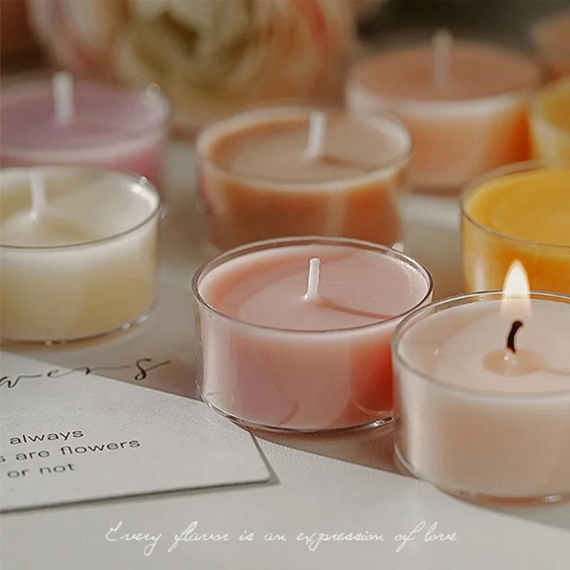1/5Pcs  Colorful Round Small Tea Wax Fragrance Gift Ambience Wedding Companion Gift Handmade Scented Candles Decorative