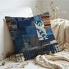 Cushion Cover  Linen  SkinFriendly Soft Decorative Case for Sofa Home Decor Denim Patchwork Print Pillow Cover