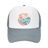 Pastel Coastal Sunset Wave Emblem Mesh Baseball Cap Casual Hat Outdoor  For Womens Unisex FeUnisex