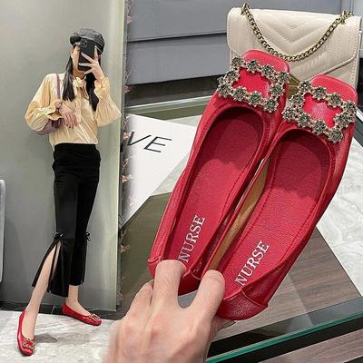 Scarpe Piatte da Ballo Donna Primavera Estate Eleganti Scarpe Singole da Donna Moda Morbide Comode Taglia Grande 42 Nero Rosso