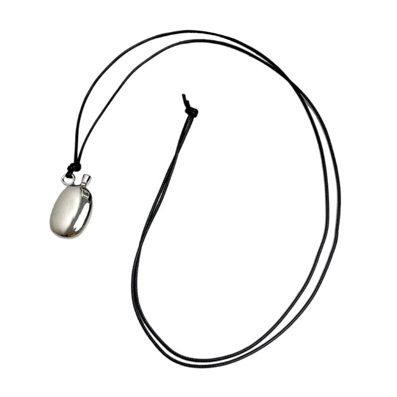 

Trendy Leather Cord Wine Flask Pendant Necklace Adjustable Length Leather Rope Necklace with Statement Wine Bottle