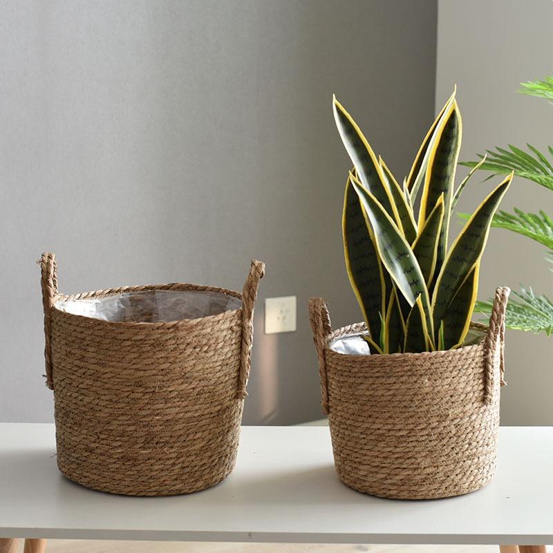 Oversized Straw Pot Extra Large Potted Plant Green Plant Flower Basket Plant Basket Woven Floor-to-Floor Indoor Bonsai