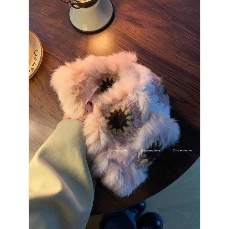 Rabbit Fur Lion Hat National Fashion Wool Hat Women's Winter Cute Plush Fisherman Hat  Plush Knitted Hat Tiger Head Hat Trendy