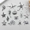Antique Silver Ocean Starfish, Seahorse & Shark Pendant Charm for DIY Jewelry