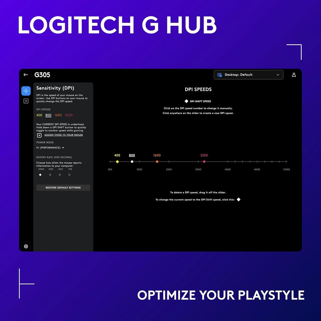 Logitech G304 Wireless Mouse Ligthspeed Gaming Mouse HERO Sensor Long Battery 6 Programmable Buttons Life Perfect for Office Work & Gaming Sessions