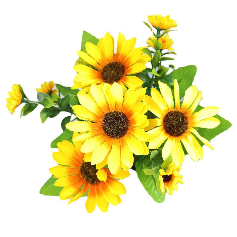 Country Style Sunflowers, 13 Head Artificial Bouquet for Wedding & Home Décor