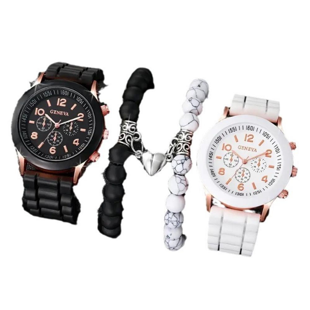 New Women'S Korean Version Of High-End Quartz Watch Simple Classic Silicone Strap Women'S Watch Fashion Set
