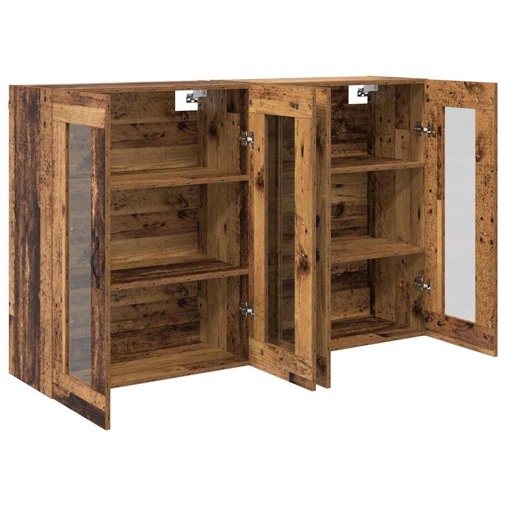 Wall Cabinets 2 pcs Reclaimed Wood Look 27.4 x 13.4 x 35.4 in (L x W x H) Engineered Wood