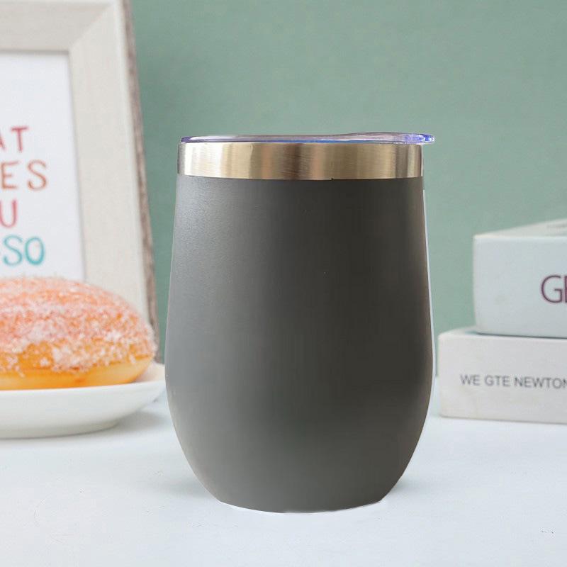 U-shaped 12oz Christmas Insulated Eggshell Wine Cup, Red