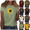 Sunflower Damen-Hemdoberteil mit süßem Aufdruck, kurzärmelig, Rundhalsausschnitt vorne und Schulter, Vintage-Kurzarm, Sommer-Lose-Shirt-Oberteil
