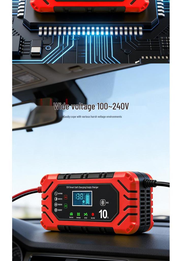12V 6A Smart Pulse Repair Charger for Car/Motorcycle Lead-Acid Batteries
