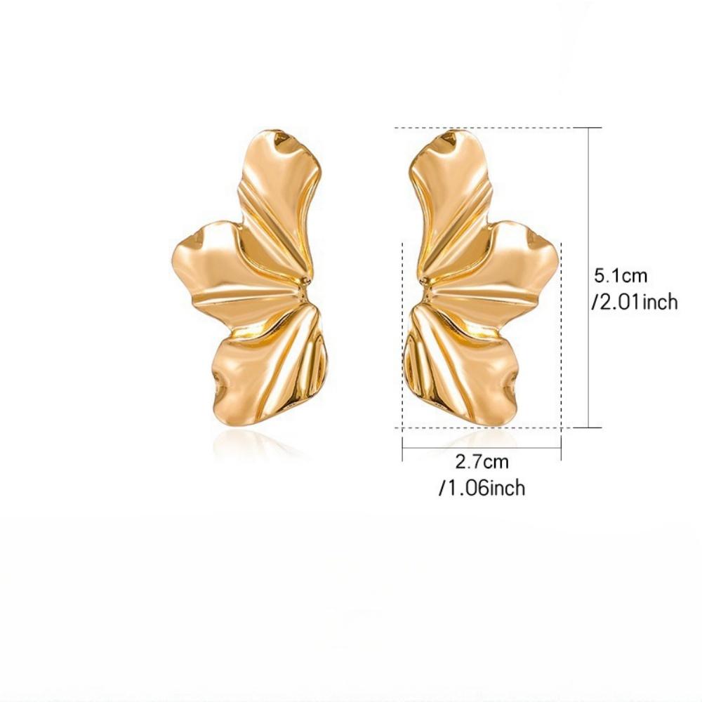New Big Metal Flower Shape Earring Stud For Women Gold Color Exaggerated Irregular Shape Women Post Earrings Jewelry