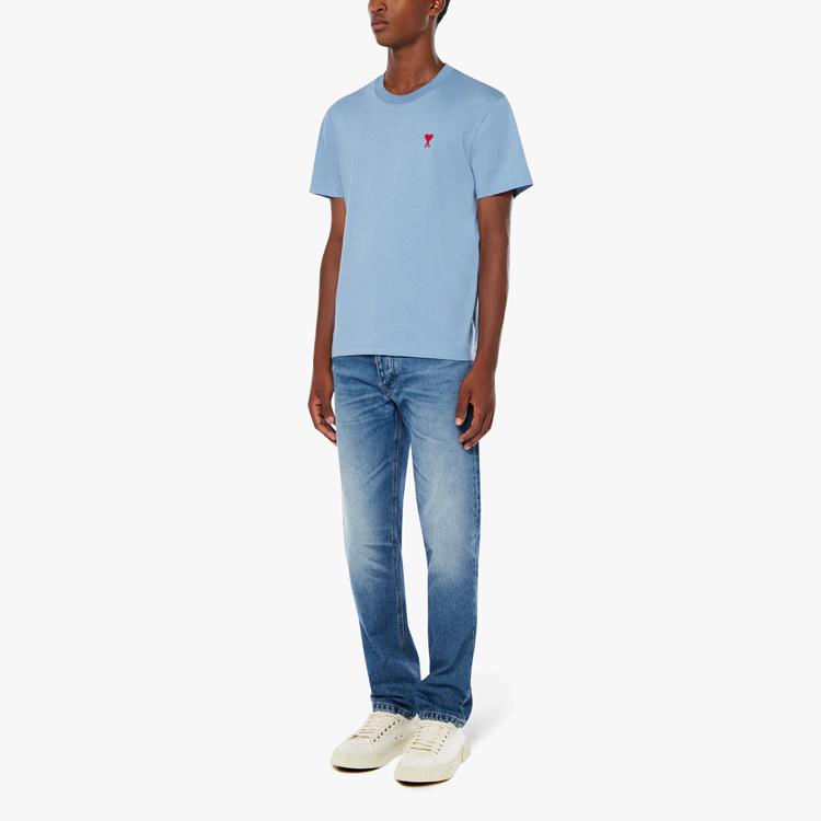 AMIPARIS T-Shirts Men's Light Blue Crew Neck Moderate Straight Fit E21HJ108723-459